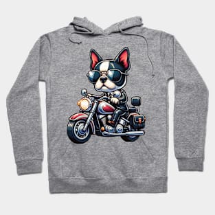 Boston Terrier Riding A Motorcycle Hoodie